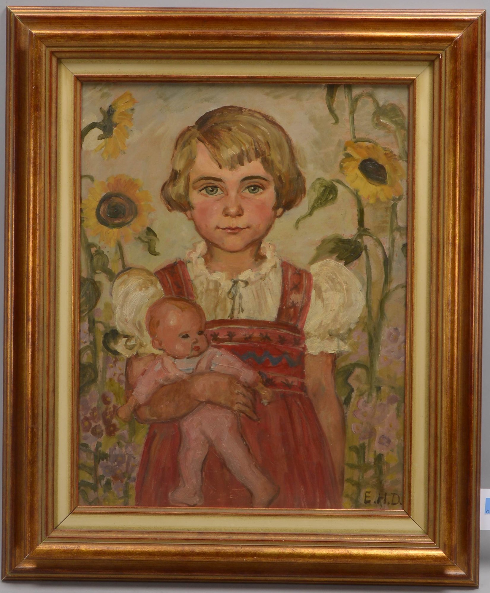 Haensgen-Dingkuhn, Elsa, 'Mädchen mit Puppe', Öl auf Hf/gerahmt, signiert