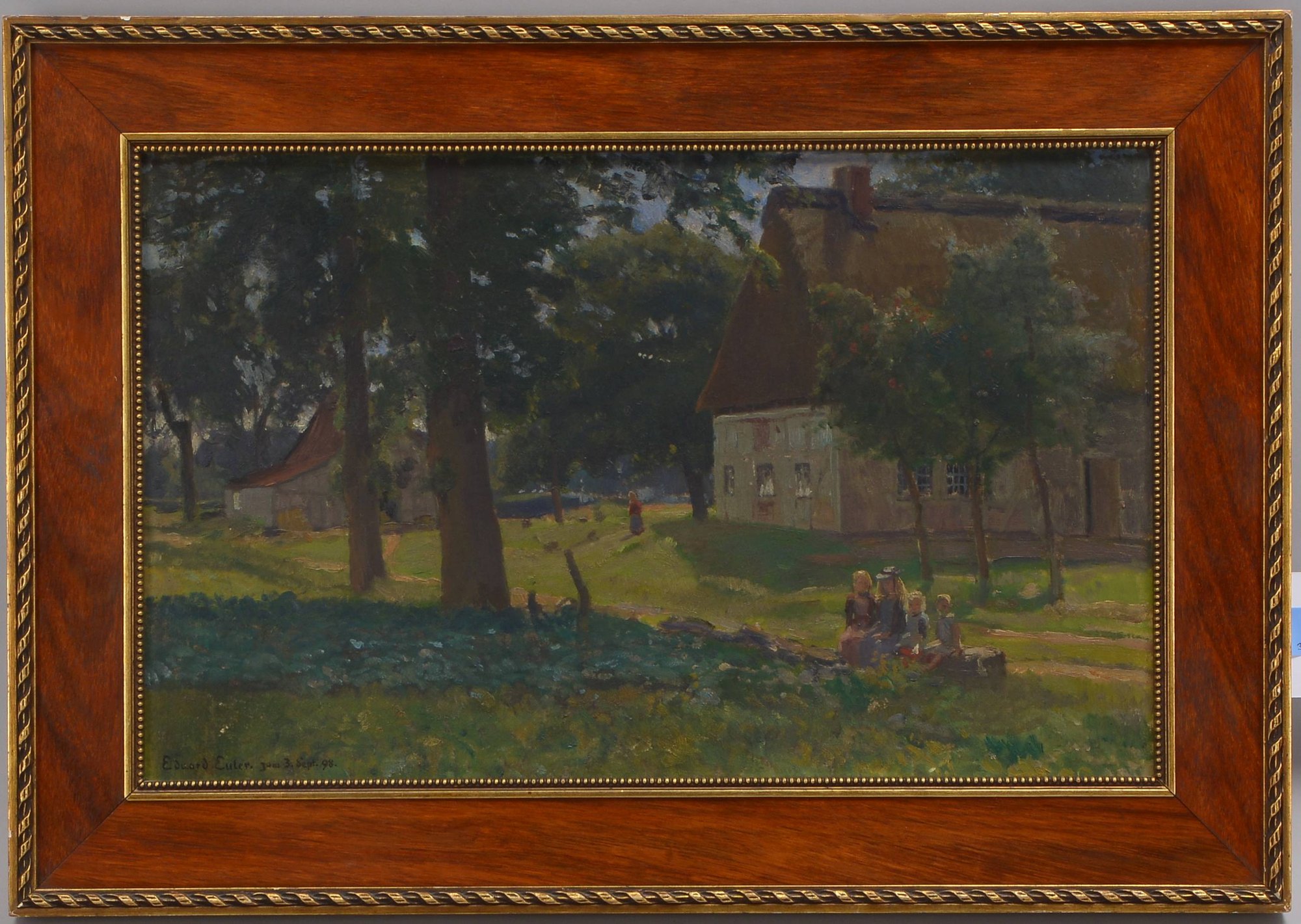 Euler, Eduard (1867 - 1931), 'Rast am Waldrand', Öl/Mk, signiert