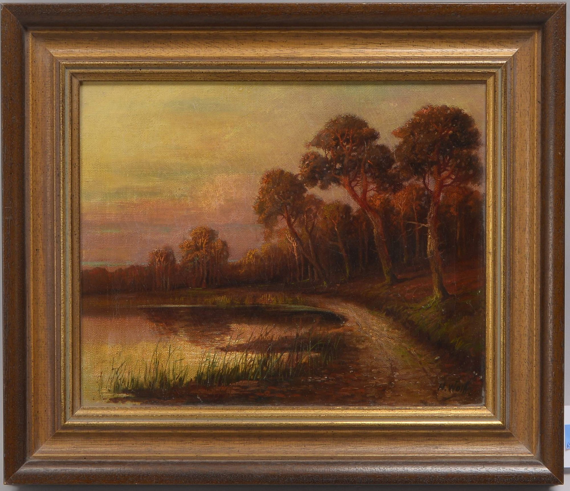 Wolff, H., 'Waldsee', Öl/Lw, unten rechts signiert; Bildmaße 30 x 37 cm