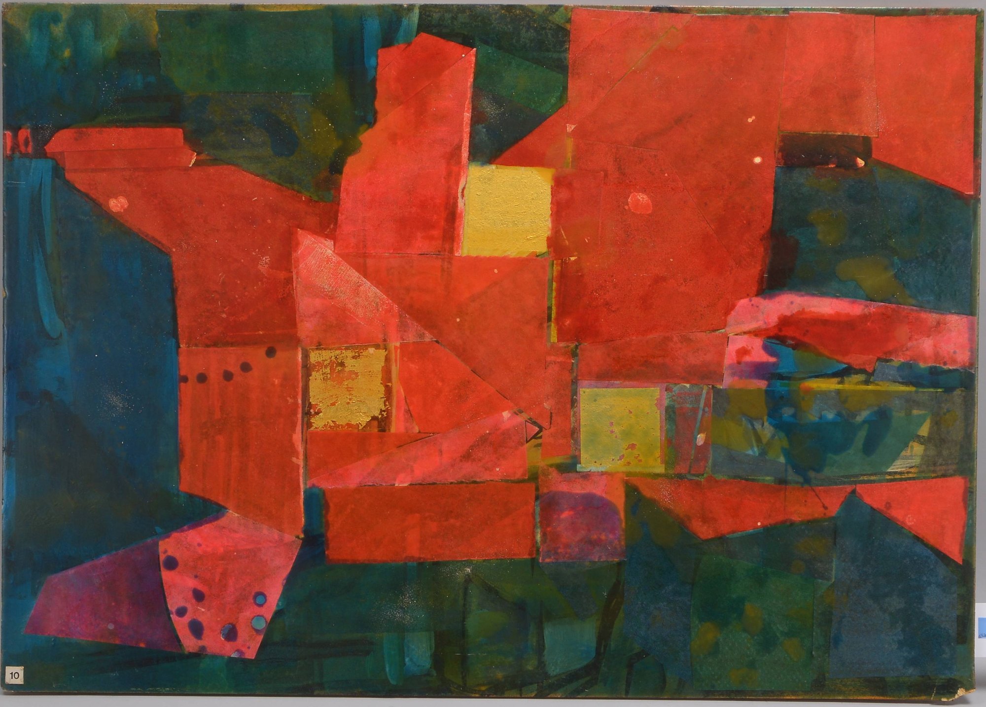 Reimer, Tom (1906 - 1975, Hamburg), 'Geballtes Rot', Acryl/Holz