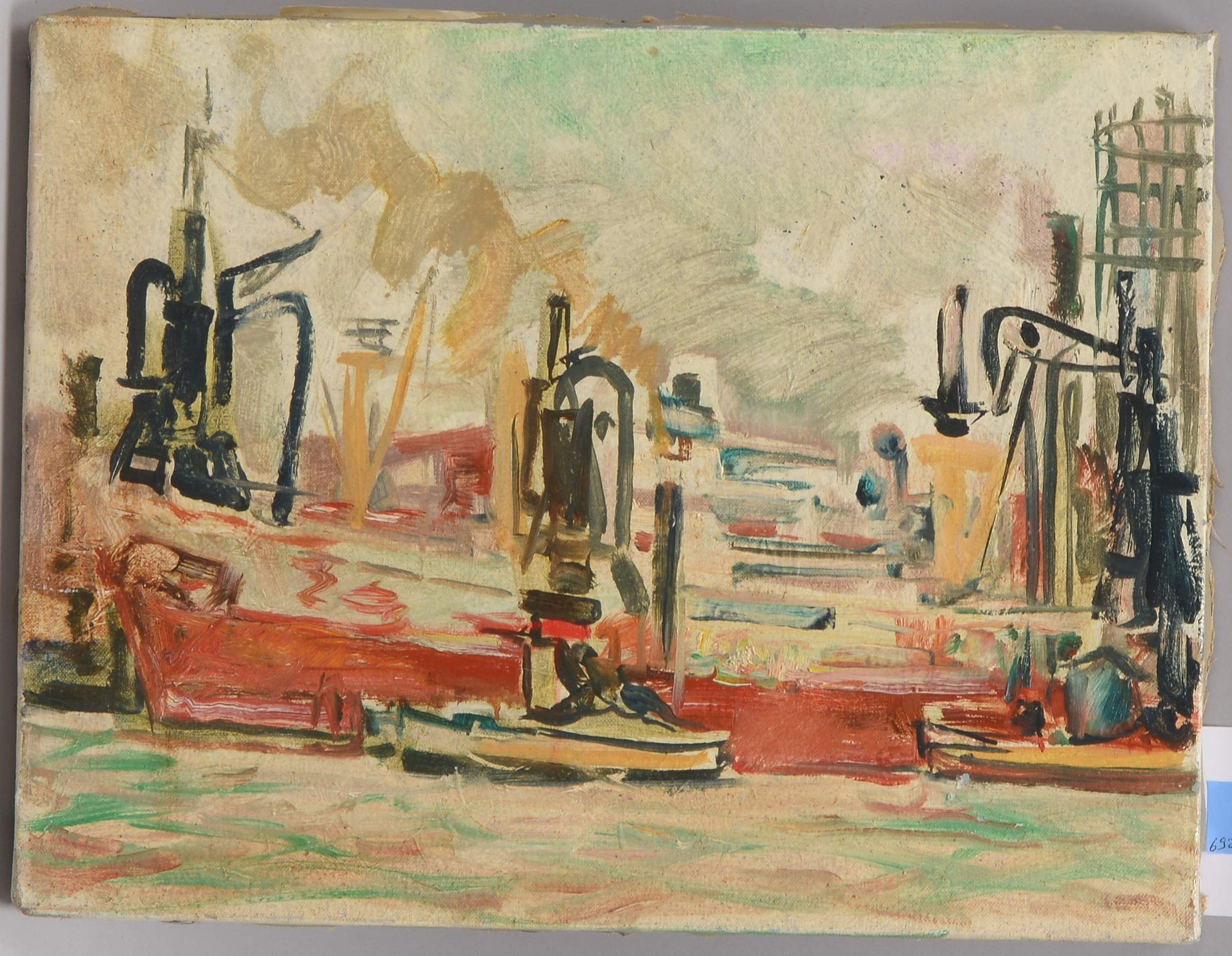 Reimer, Tom (1906 - 1975), 'Getreideheber', Öl/Lw, verso datiert