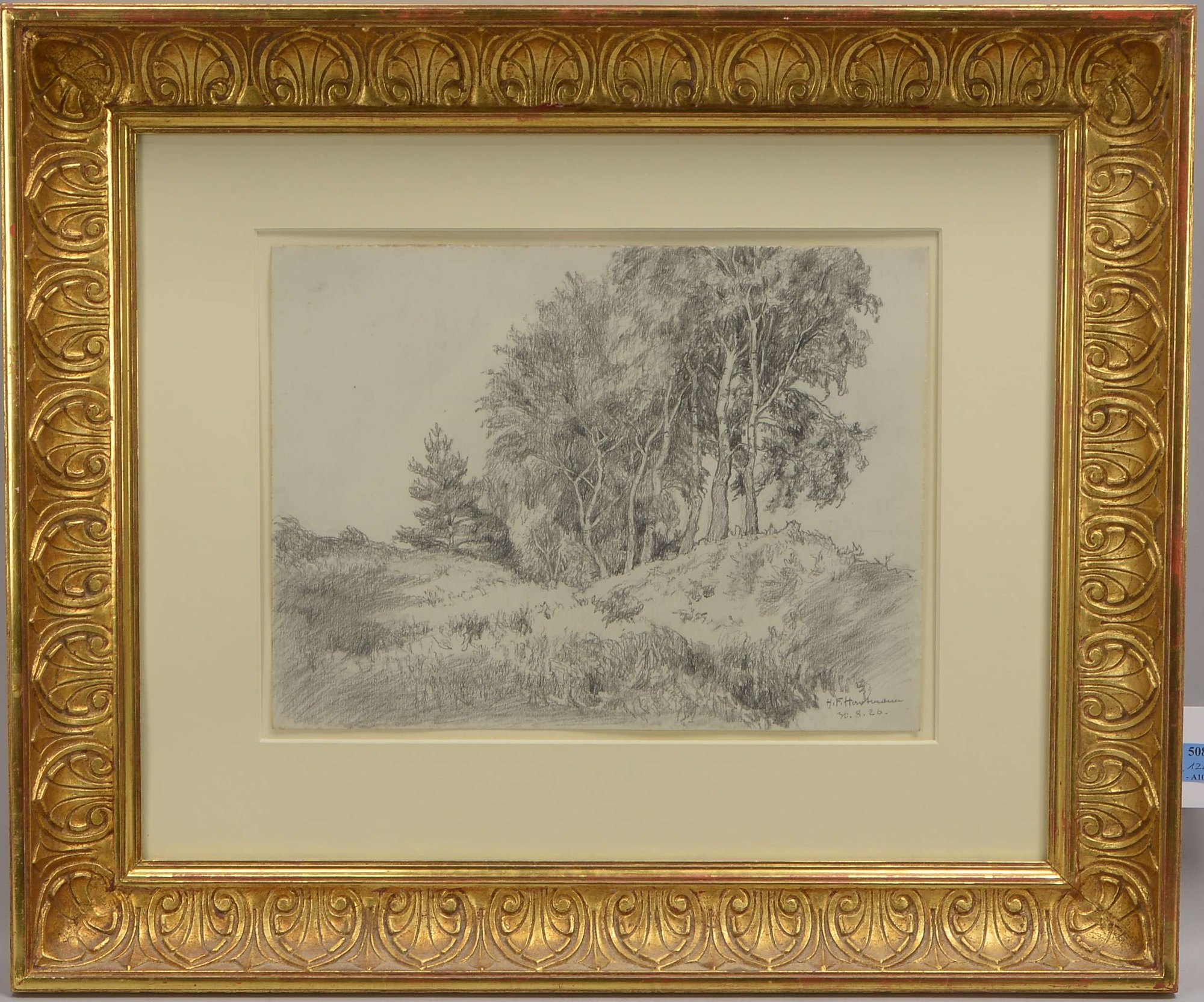 Hartmann, Hugo Friedrich (1870 - 1960), 'Landschaft bei Bardowick', Bleistiftzeichnung, unten rechts