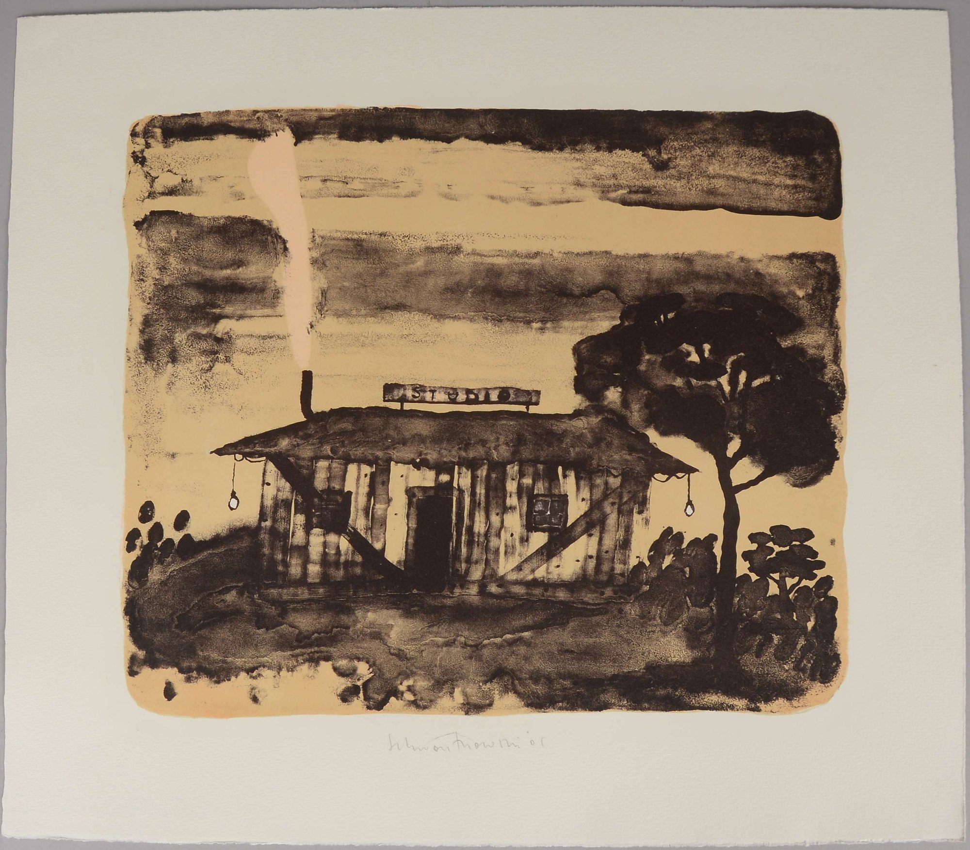 Schwontkowski, Norbert (1949 - 2013, Bremen), 'Studio', Farblithografie/Bütten