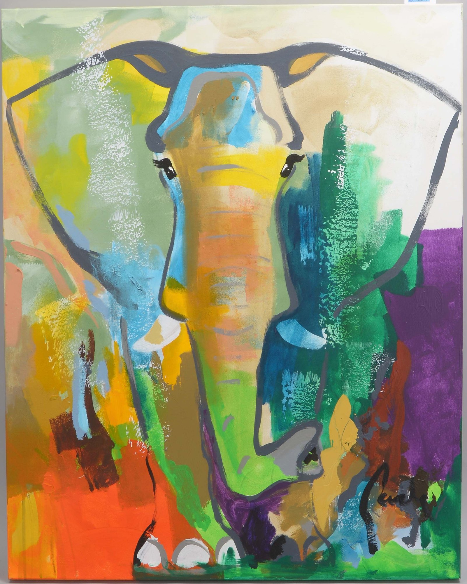 Gade, Jacob, 'Elefant', Acryl auf Leinwand, unten rechts signiert