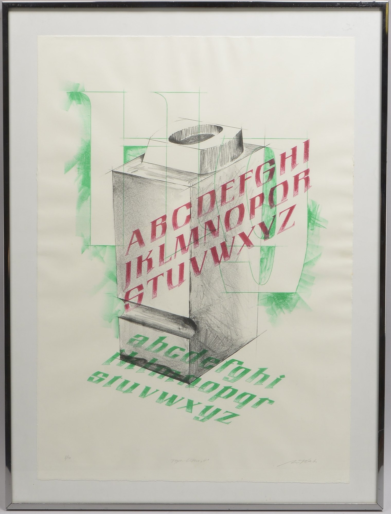 Farblithografie, 'Typo-Litho H', Auflage-Nr. '8/50', unten re. bleisigniert, hinter Glas