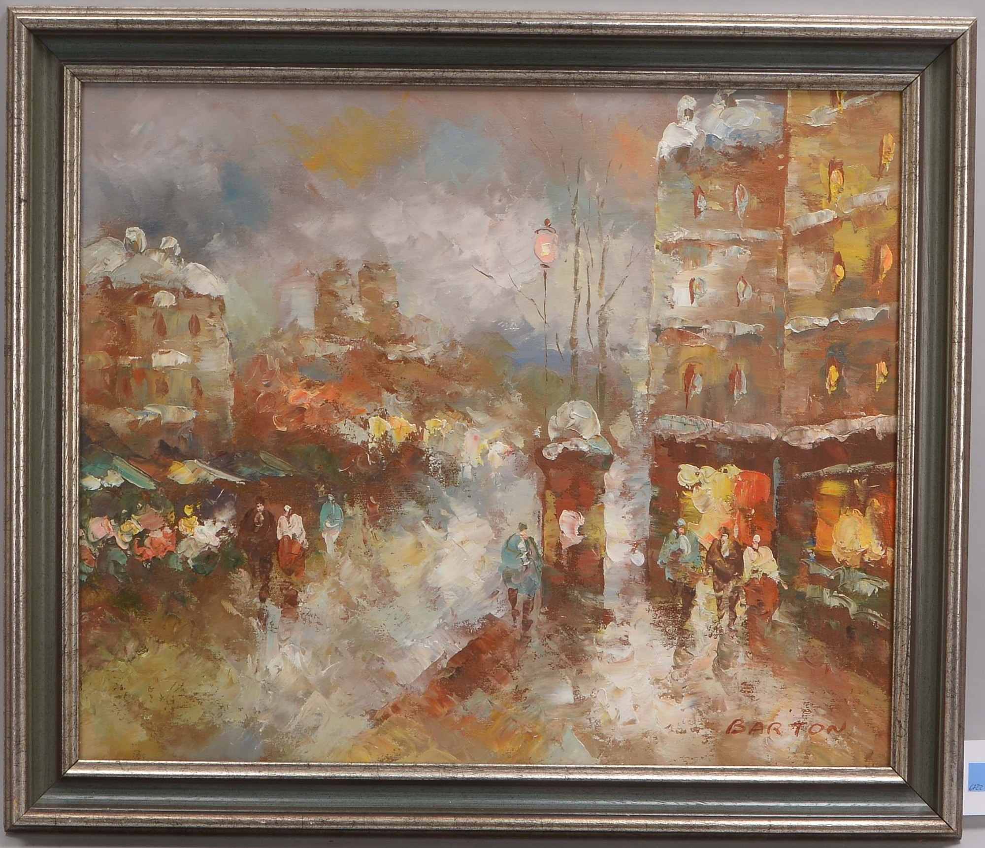 Barton, 'Pariser Straßenszene bei Nacht', Öl/Lw, unten re. signiert