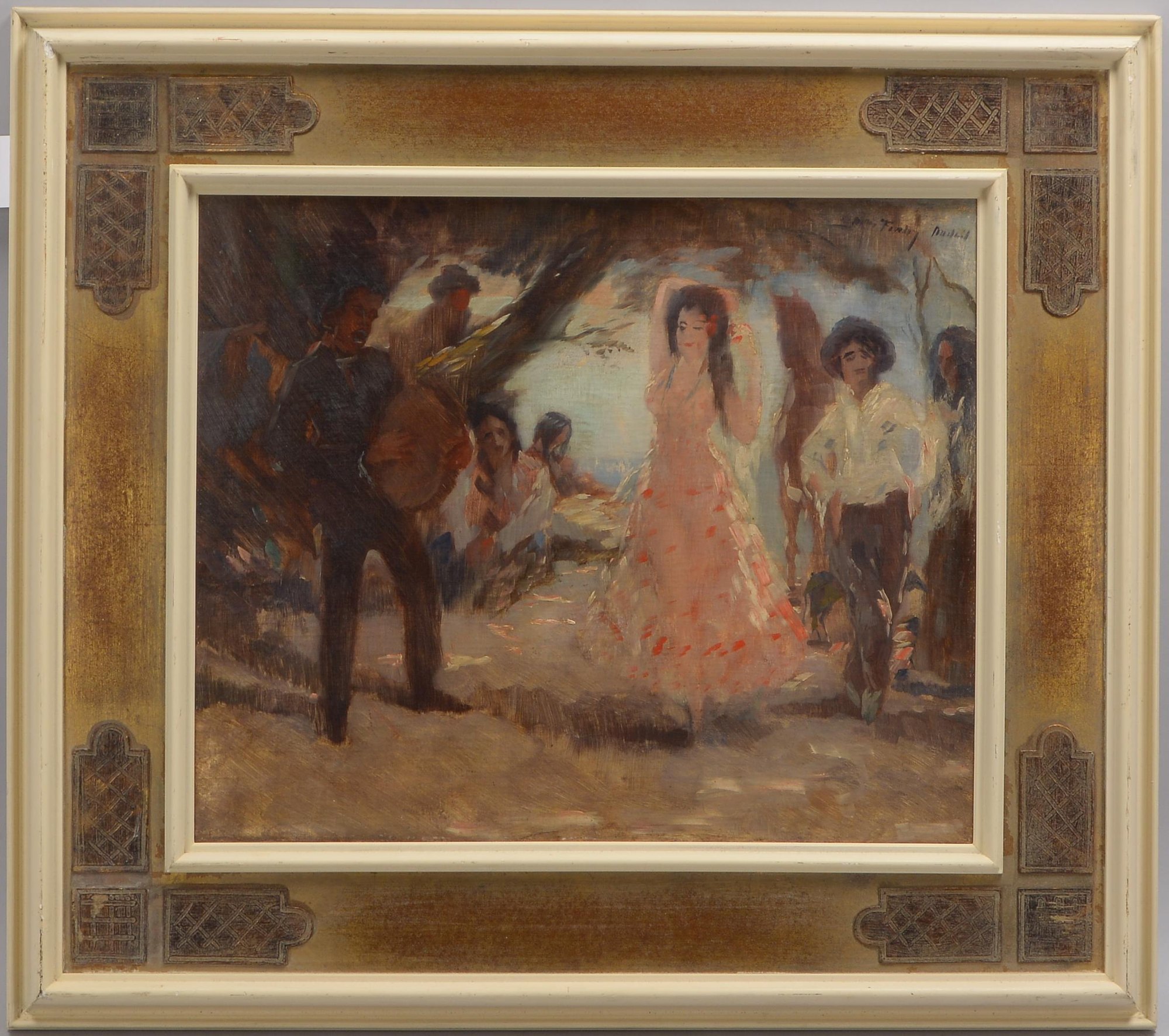Gemälde, 'Tanzende Gitanos - Madrid', Öl/Lw, oben rechts signiert