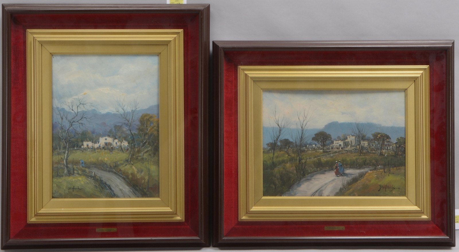 Migliardi, Antonio, 'Zwei Bäuerinnen auf dem Heimweg', Öl auf Holz