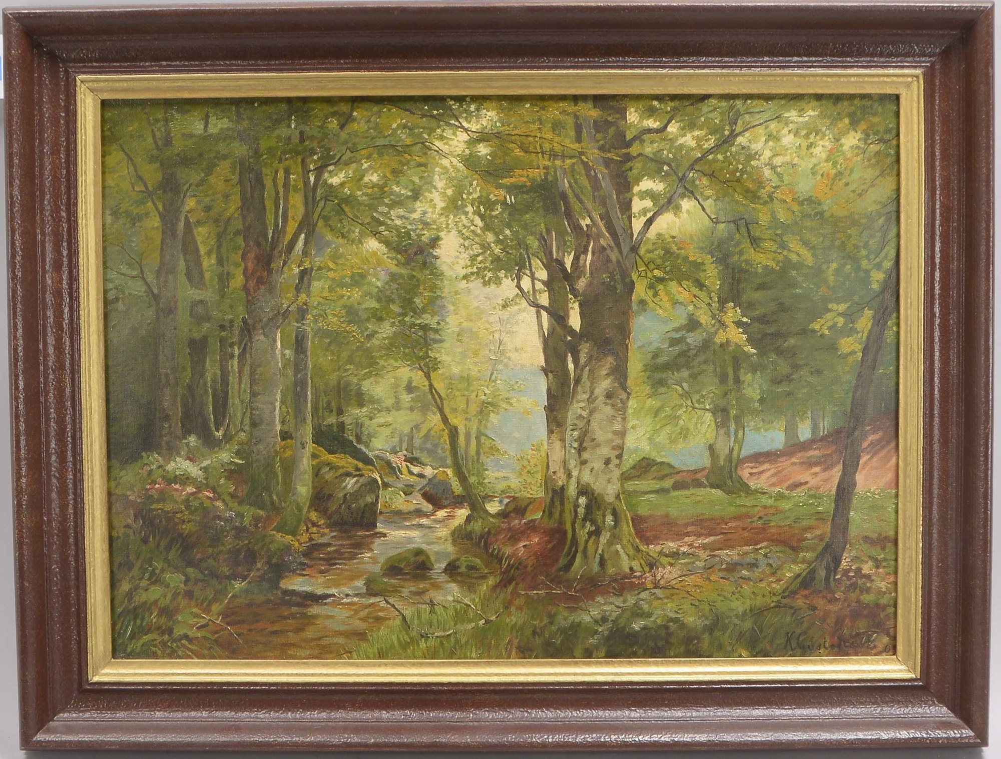 Gustedt, K., 'Waldlandschaft mit Bach', Öl/Lw, unten re. signiert/datiert (19)'09'