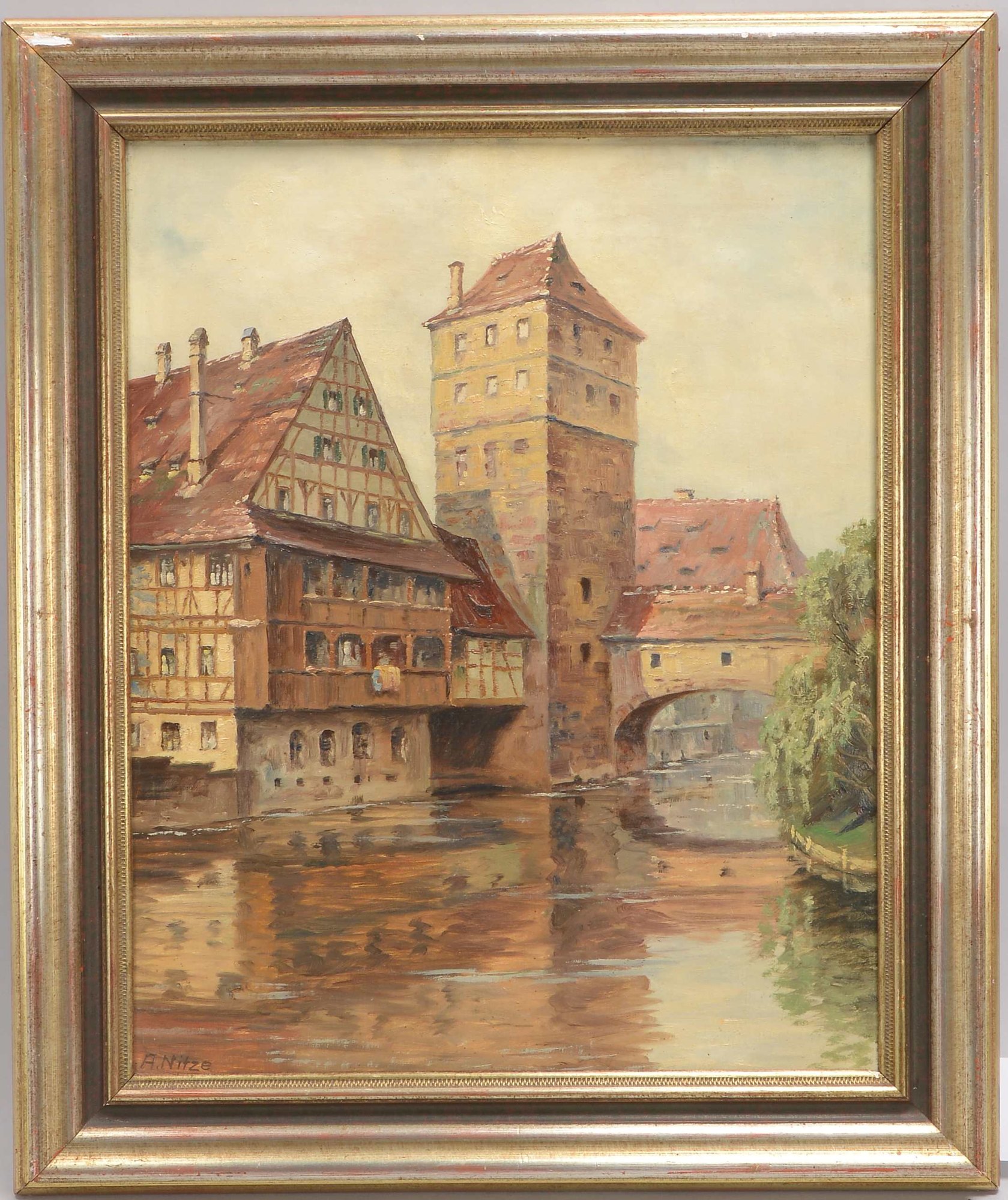 Nitze, Alois (1873 - 1934), 'Ansicht von Alt Nürnberg', Öl/Lw, unten li. signiert