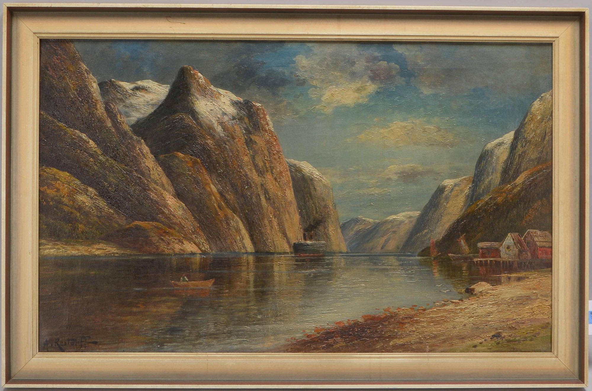 Restorff, T.L.A., 'Fjordlandschaft', Öl auf Malkarton/gerahmt, unten links signiert