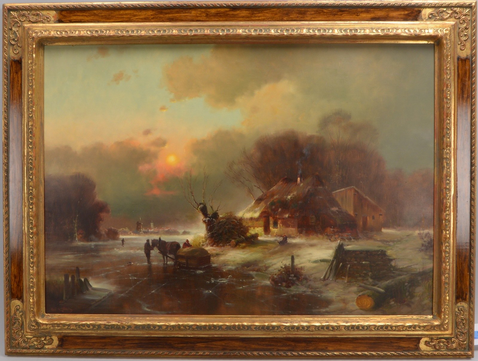 König, G., 'Stimmungsvolle Winterlandschaft mit zugefrorenem See', Öl/Lw