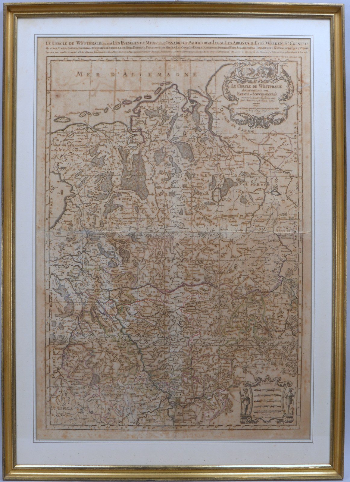 Histor. Karte, 'Le Cercle de Westphalie (1692)', Kupferstich/gerahmt
