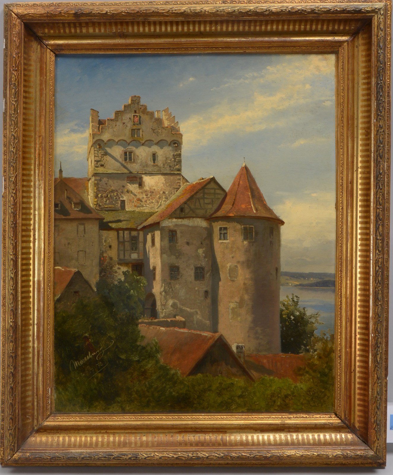 Schliecker, A.E., 'Burg Meeresburg am Bodensee', Öl auf Malkarton/gerahmt