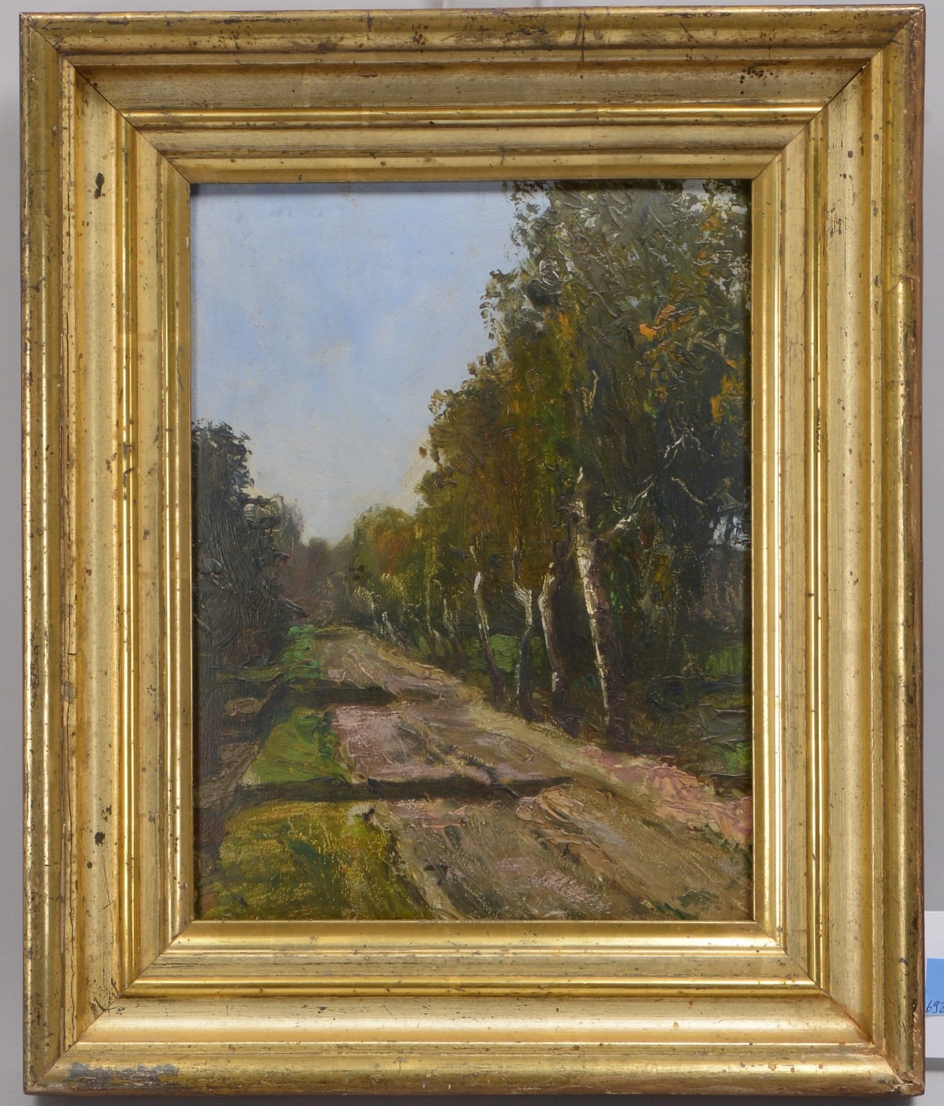 Courbet, Gustave zugeschr., 'Waldweg', Öl auf Malkarton/gerahmt, unsigniert