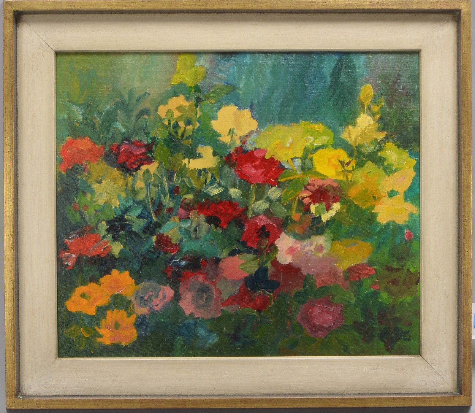 Gemälde, 'Blumenfeld', Öl auf Malkarton/Leinwand, unsigniert