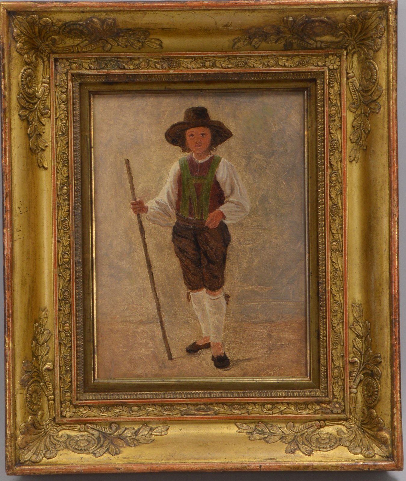 Kaufmann, Asmus, 'Tiroler Hirtenjunge', Öl auf Malkarton/gerahmt, monogr.