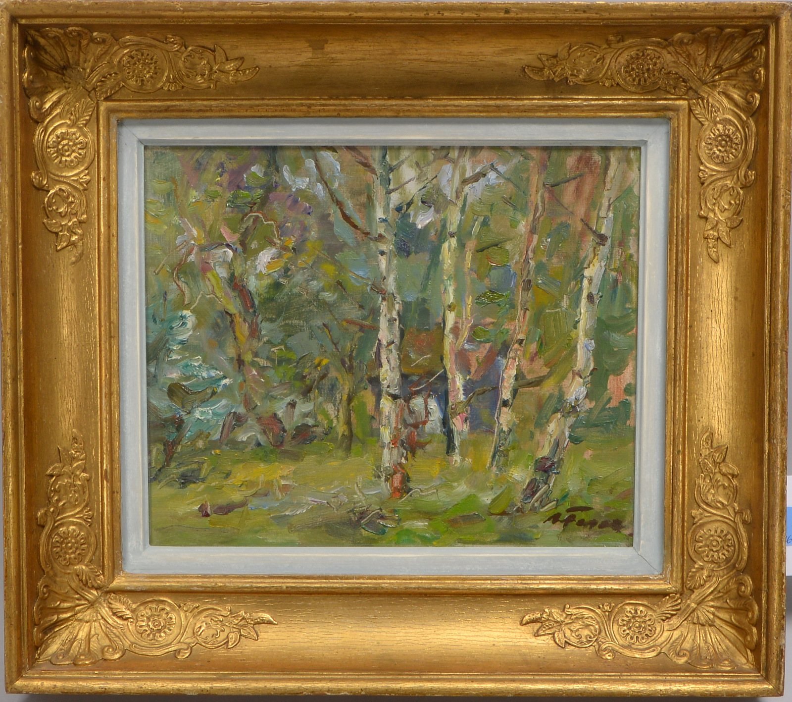 Feser, Albert, 'Birken', Öl auf Malkarton/gerahmt; Bildmaße 24 x 29 cm