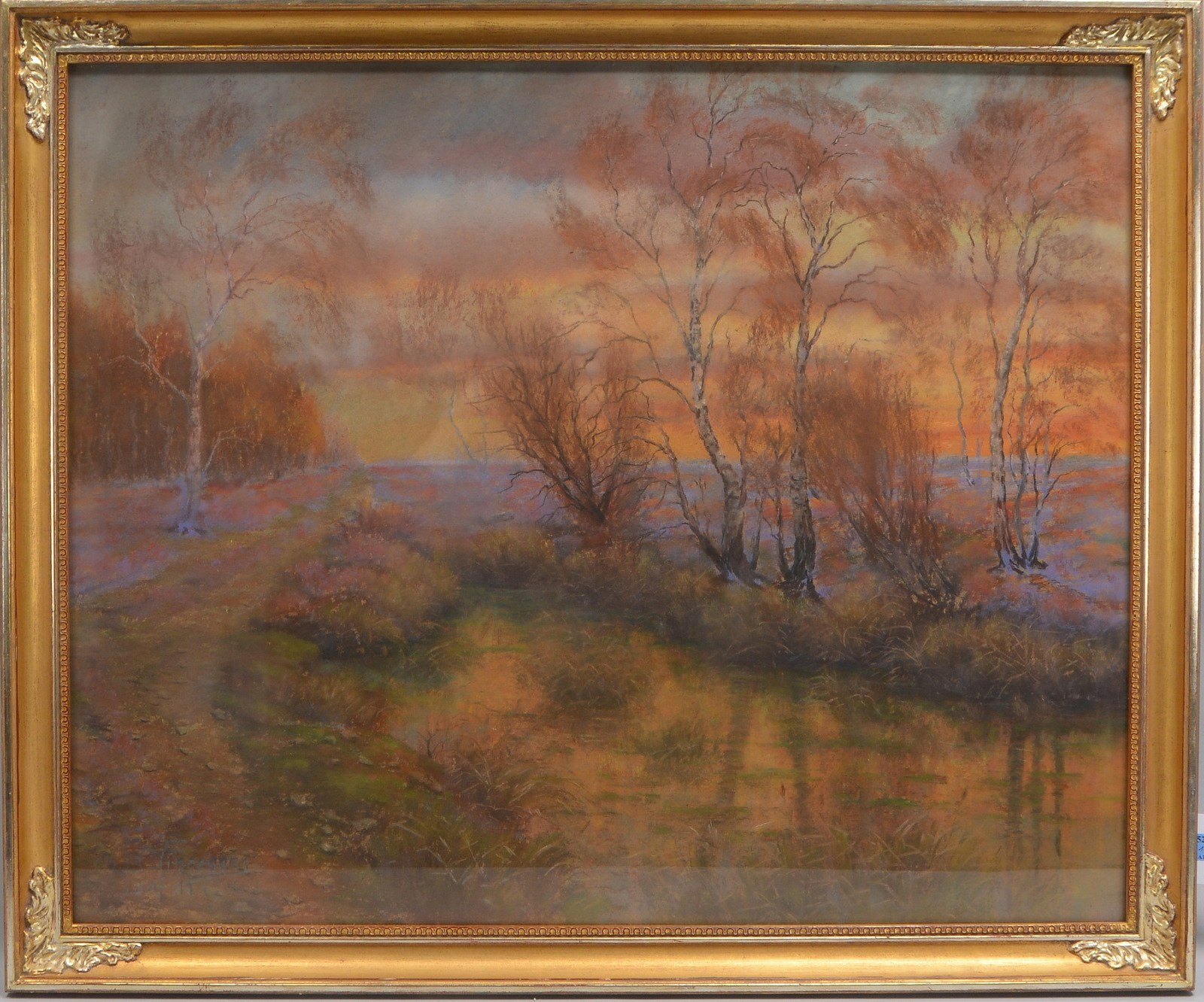 Bailon-Vincennes, Charles, 'Herbst in der Heide', Pastellkreide, unten li. signiert