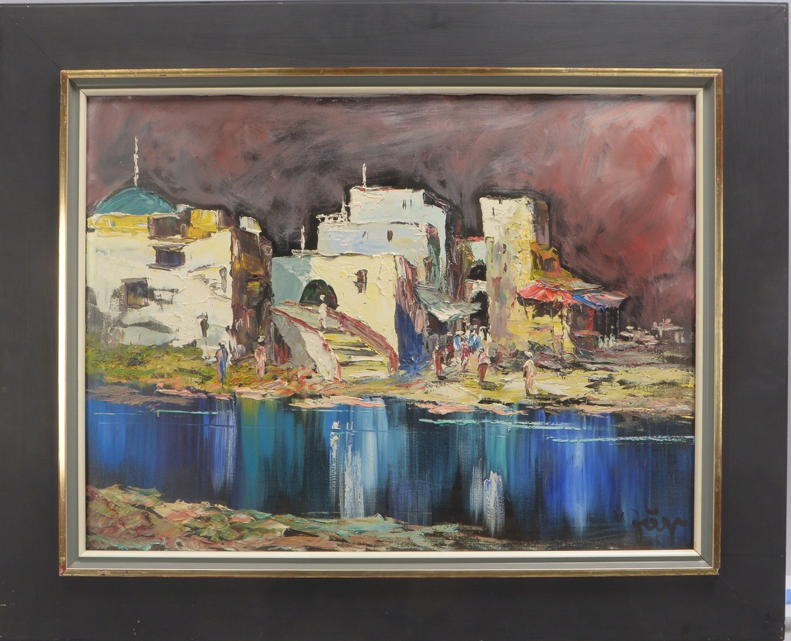 Orientalist, 'Am Fluss Bou-Regreg - in Rabat/Marokko', Öl/Lw, unten re. sign.