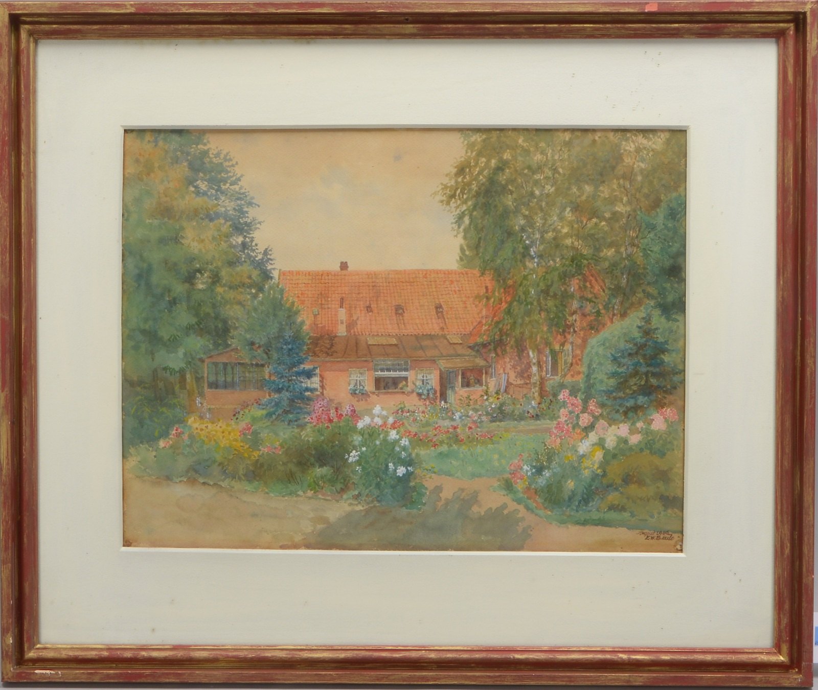 Baule, Emil-Werner, 'Sommerlicher Garten', Aquarell, unten re. sign./dat.