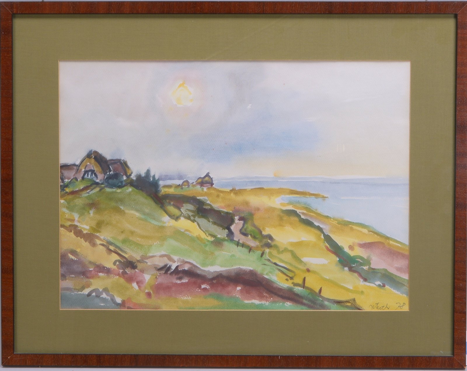 Koch, Rudolf, 'Haus in Küstenlandschaft', Aquarell, unten re. sign./dat.