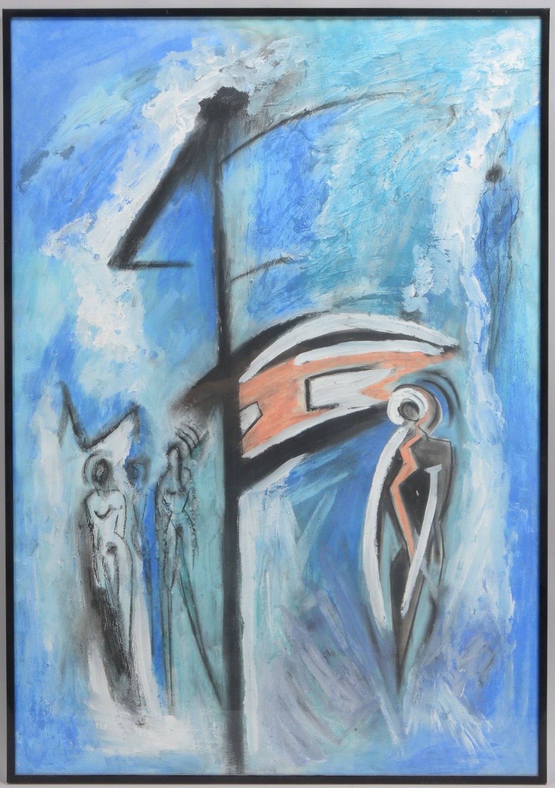 Lüdeke, Petra, 'Stella', Öl/Acryl auf Malpapier, teils plast., hinter Glas ger.