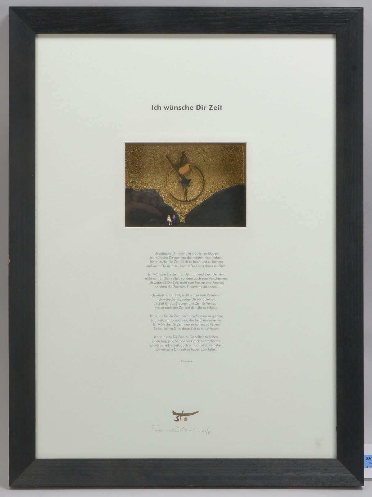 Sternberg, Maria, 3D-Künstler-/Schaukastenobjekt mit Uhr, monogr.