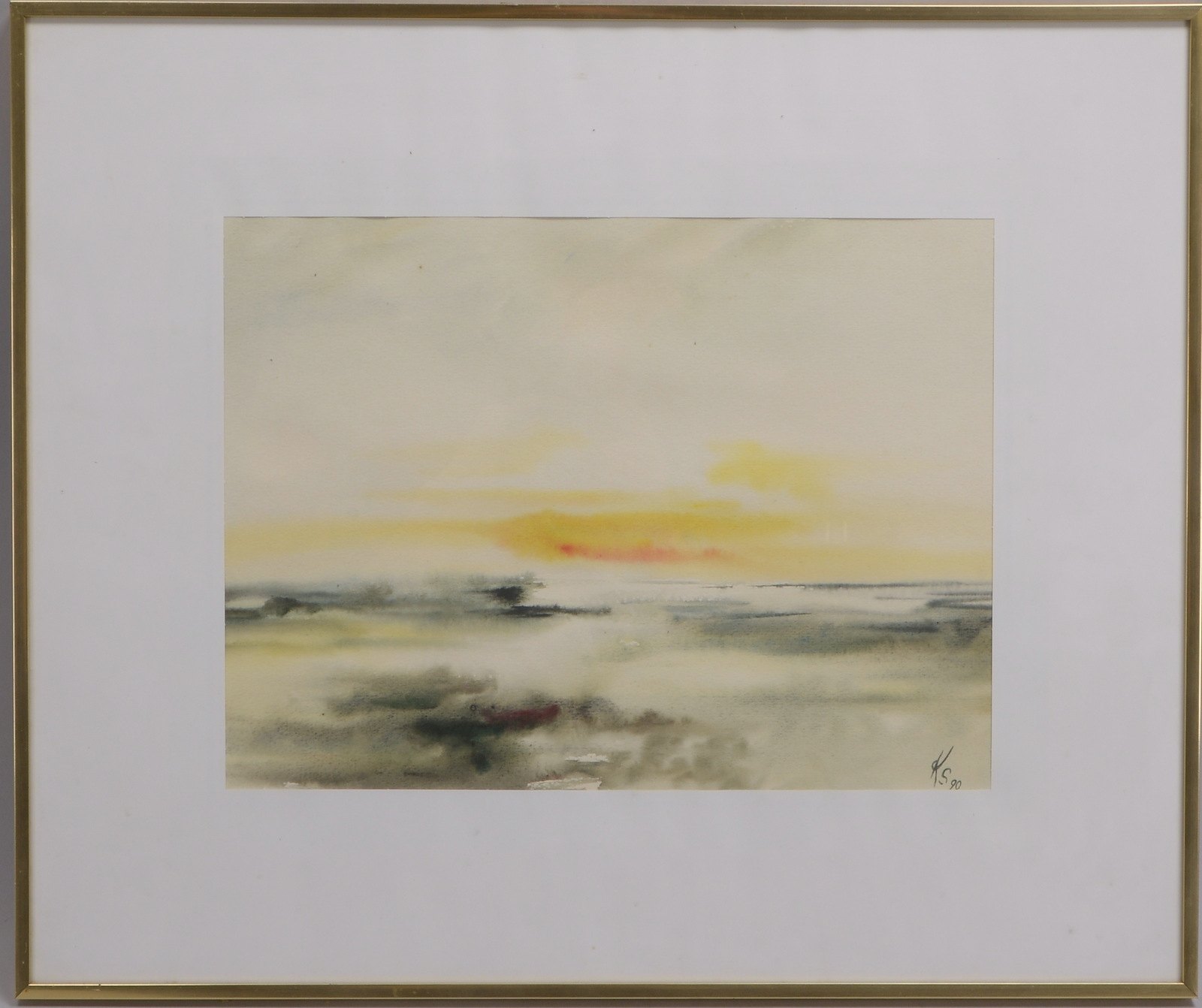 Monogrammist K.S., Aquarell, 'Sonnenuntergang', unten re. monogr./dat.