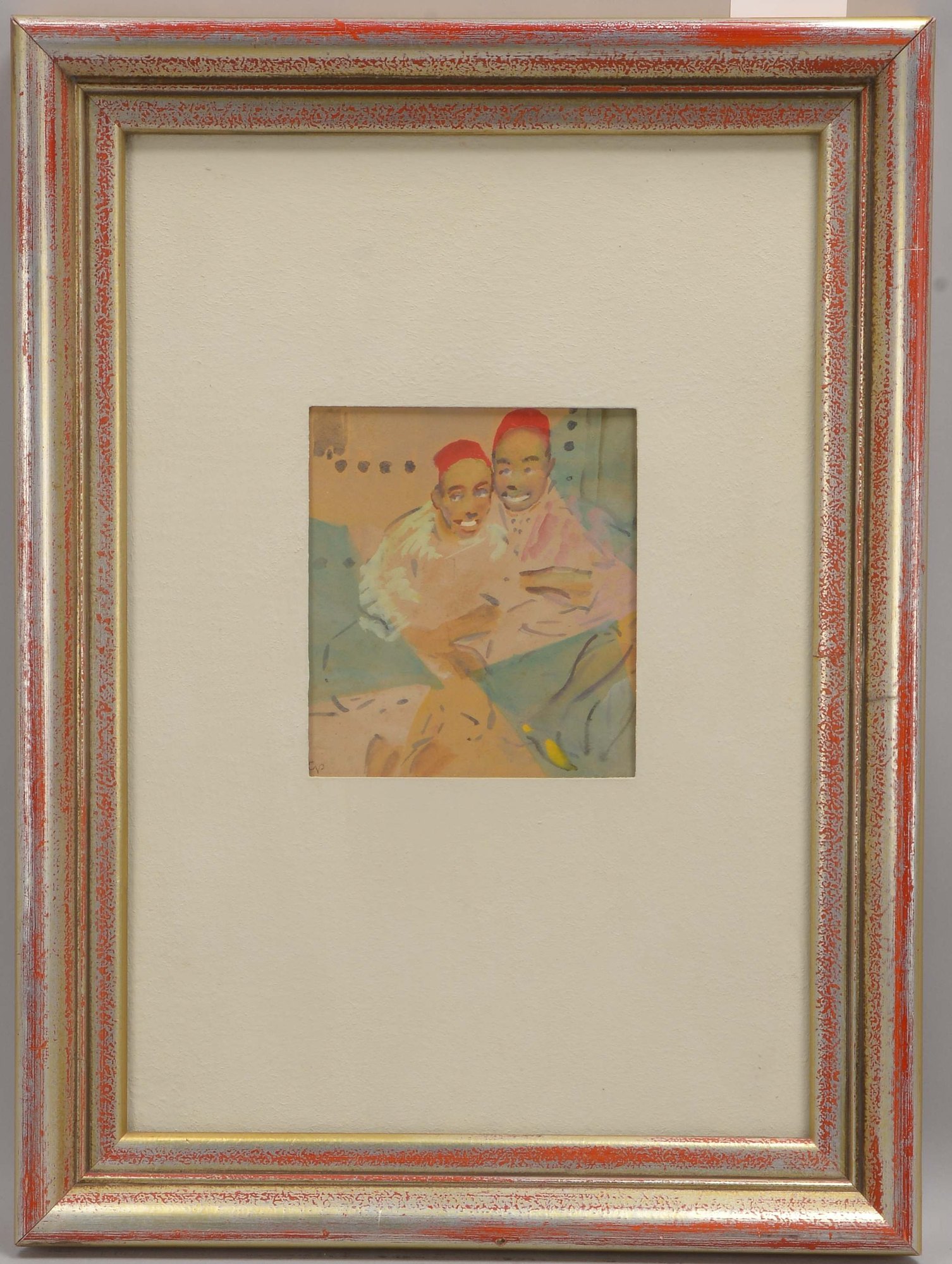 Bader-Carnag, Ludwig(?), 'Zwei Marokkaner', Aquarell auf Papier/Karton, unten links monogrammiert