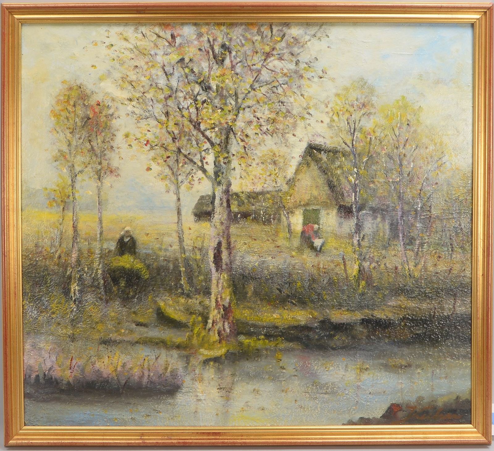 Kühn, 'Moorbäuerinnen', Öl auf Platte, unten rechts signiert; Maße 70 x 80 cm