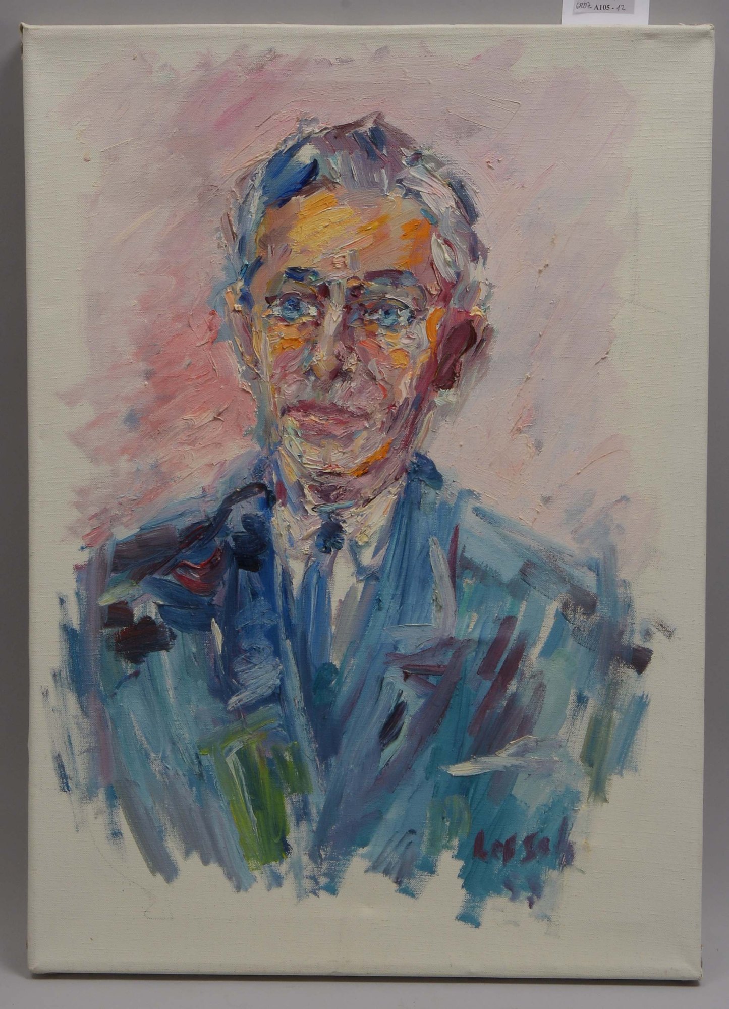 Lorsch, Sandor (1919 - 1992), 'Herrenportrait', Öl/Lw, unten rechts signiert, verso mit Widmung