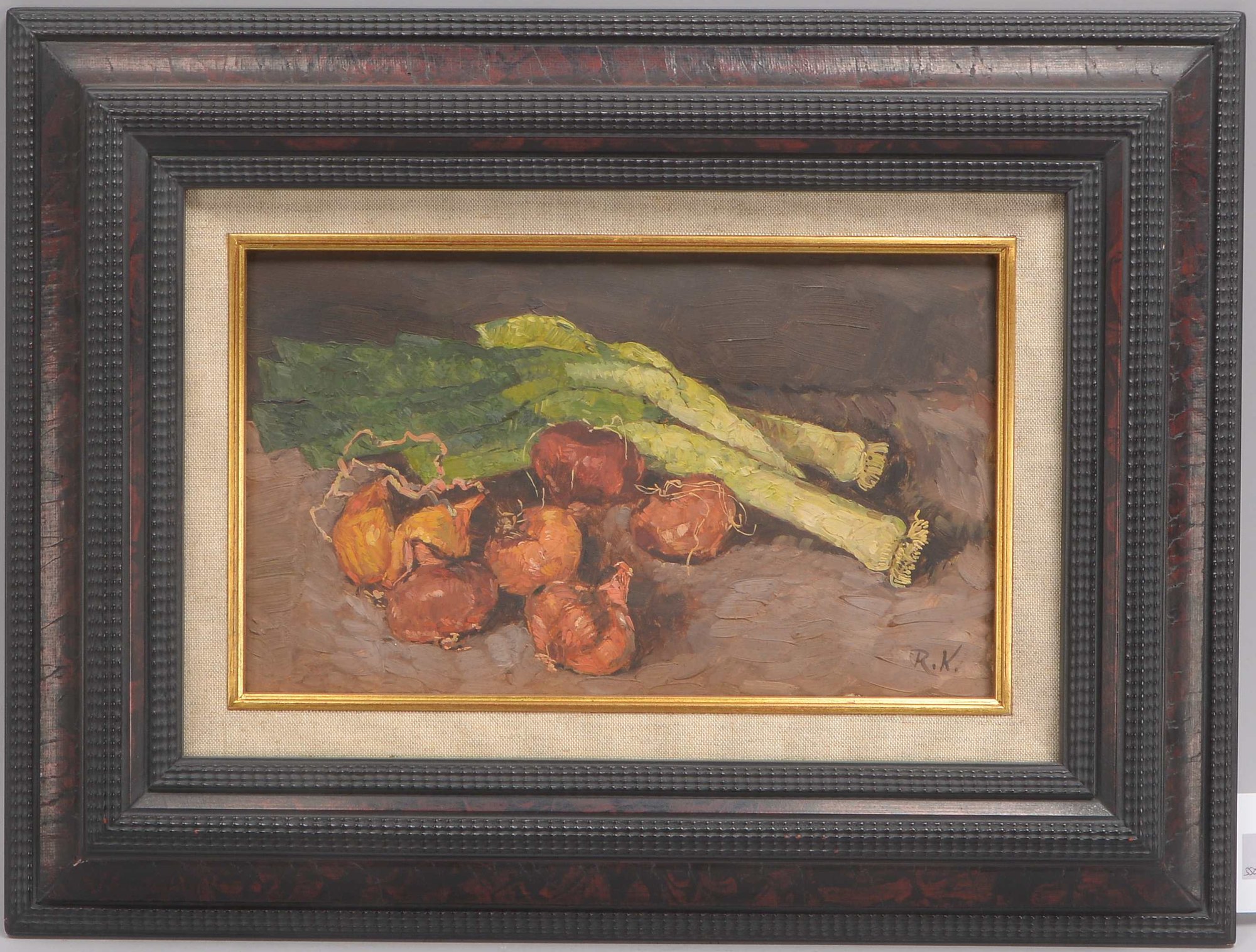 Koepke, Robert (1893 Bremen - 1968 St. Jürgen/Worpswede), 'Gemüsestillleben', Öl auf Platte/gerahmt