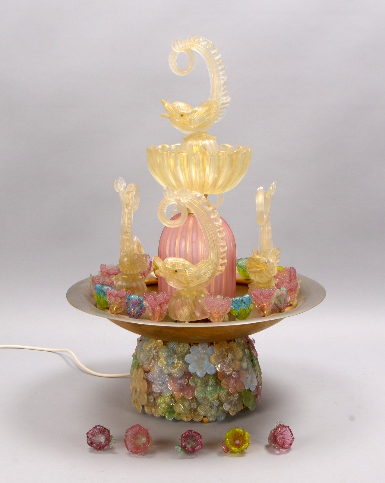 Wohnzimmerleuchte/Tischdekoration, 2-flammig, Muranoglas-'Brunnen'