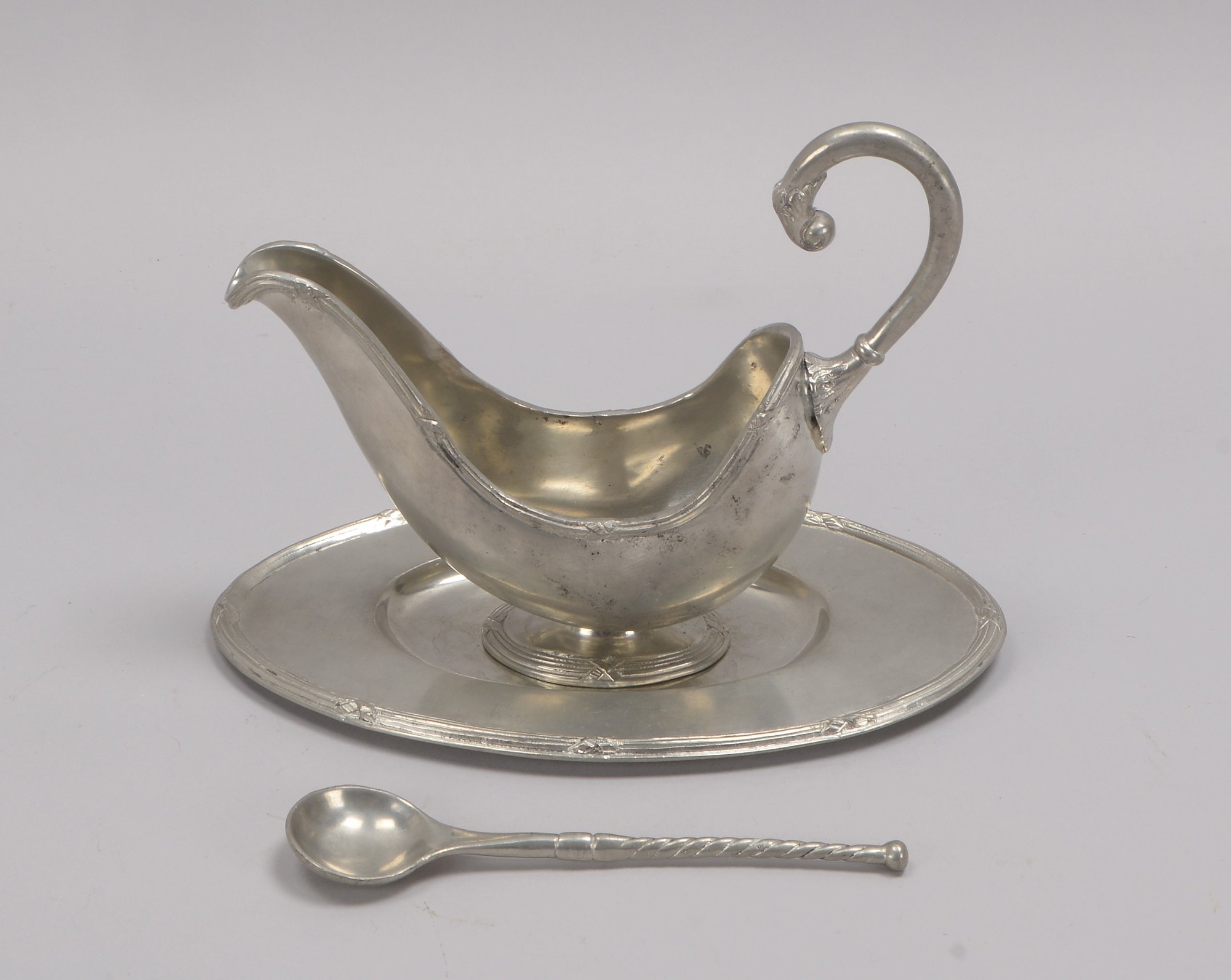 Alcaide/Portugal, Saucière, 'Estanho Puro'/Zinn versilbert, 3-teilig