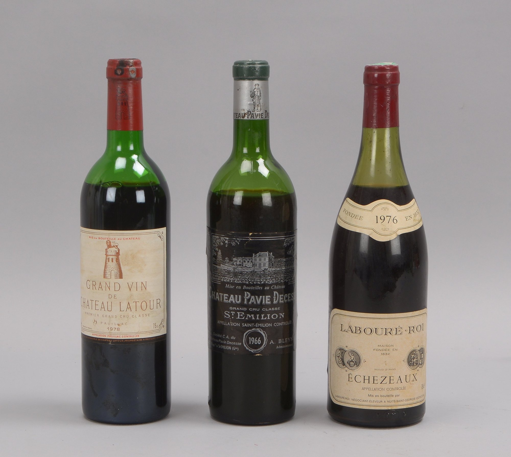 Sammler-Rotweine: Labouré-Roi Echezeaux, Château Latour, Château Pavie-Decesse