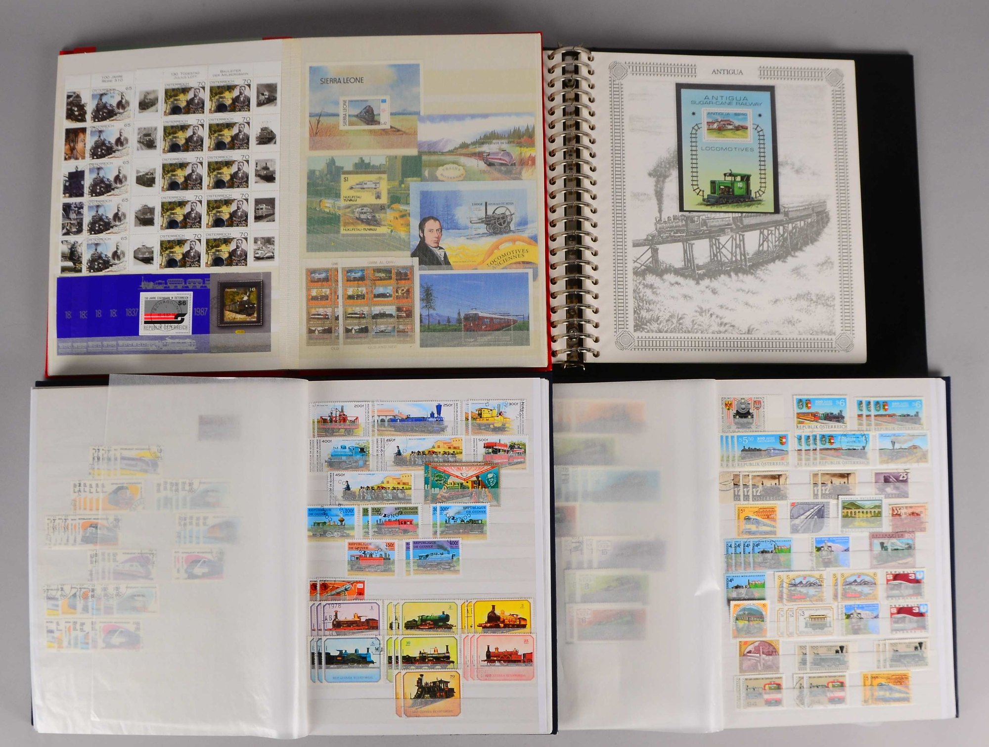 Briefmarkensammlung, 'Eisenbahn': 'Alle Welt', im Anhang weitere Slg., 3x Bücher