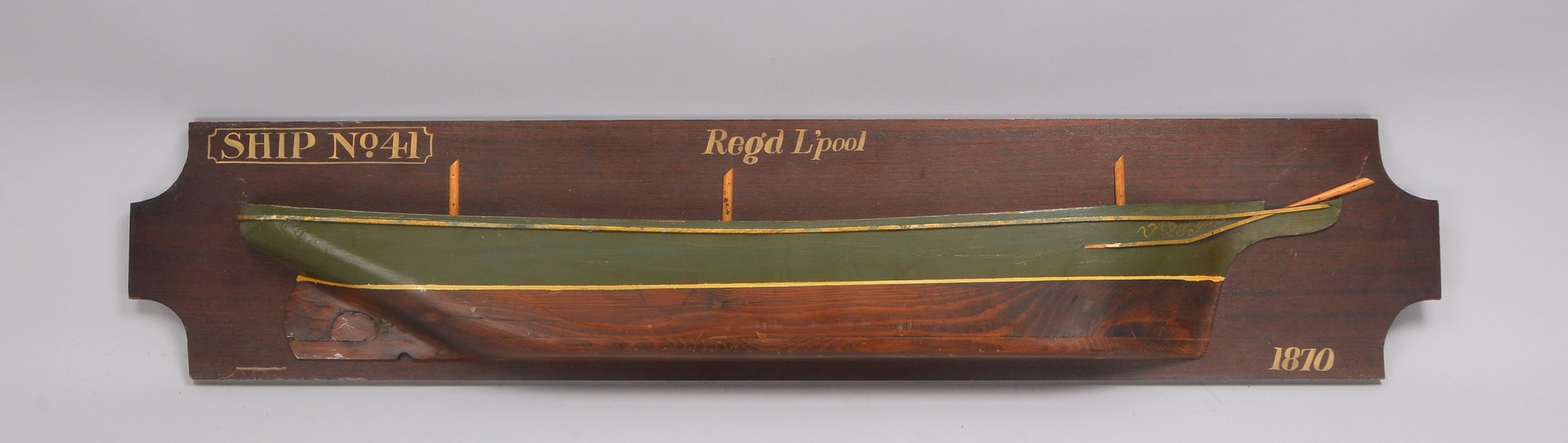 Schiffsmodell, 'Regal L'pool Ship No. 41', Holz, auf Mahagoniplatte montiert