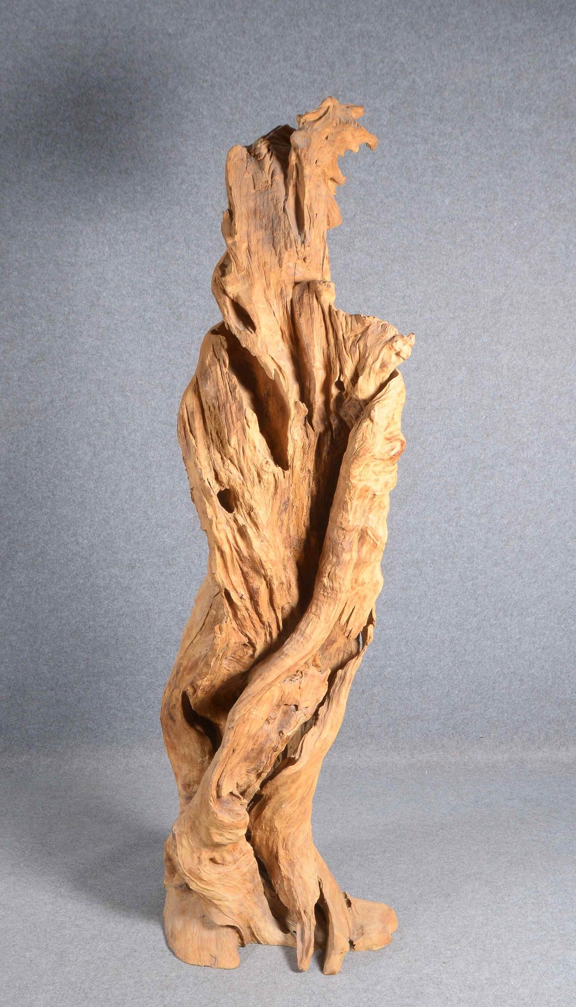 Gr. Holzobjekt aus Baumstamm-Teilstück, Treibholz, z.T. bearbeitet