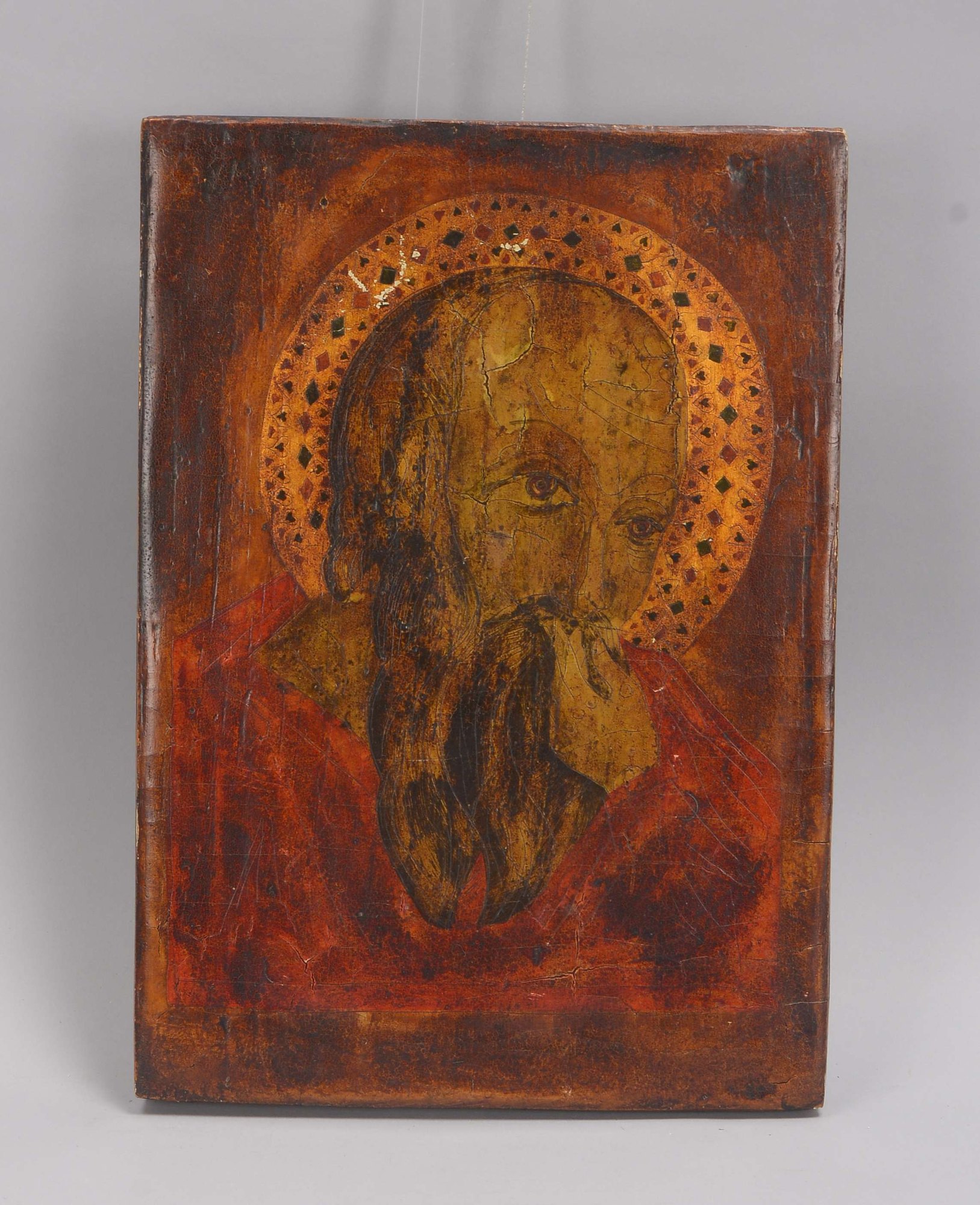 Ikone (Russland, 19. Jahrhundert), 'Heiliger Johannes im Schweigen'; Maße 35 x 25 cm (stellenweise m