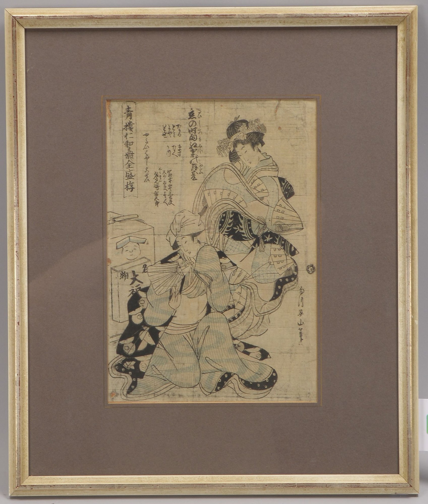 Kikukawa Eisan (1787 - 1867), 'Darstellung zweier Geishas', kolorierter Holzschnitt/ Japan; Maße ca.