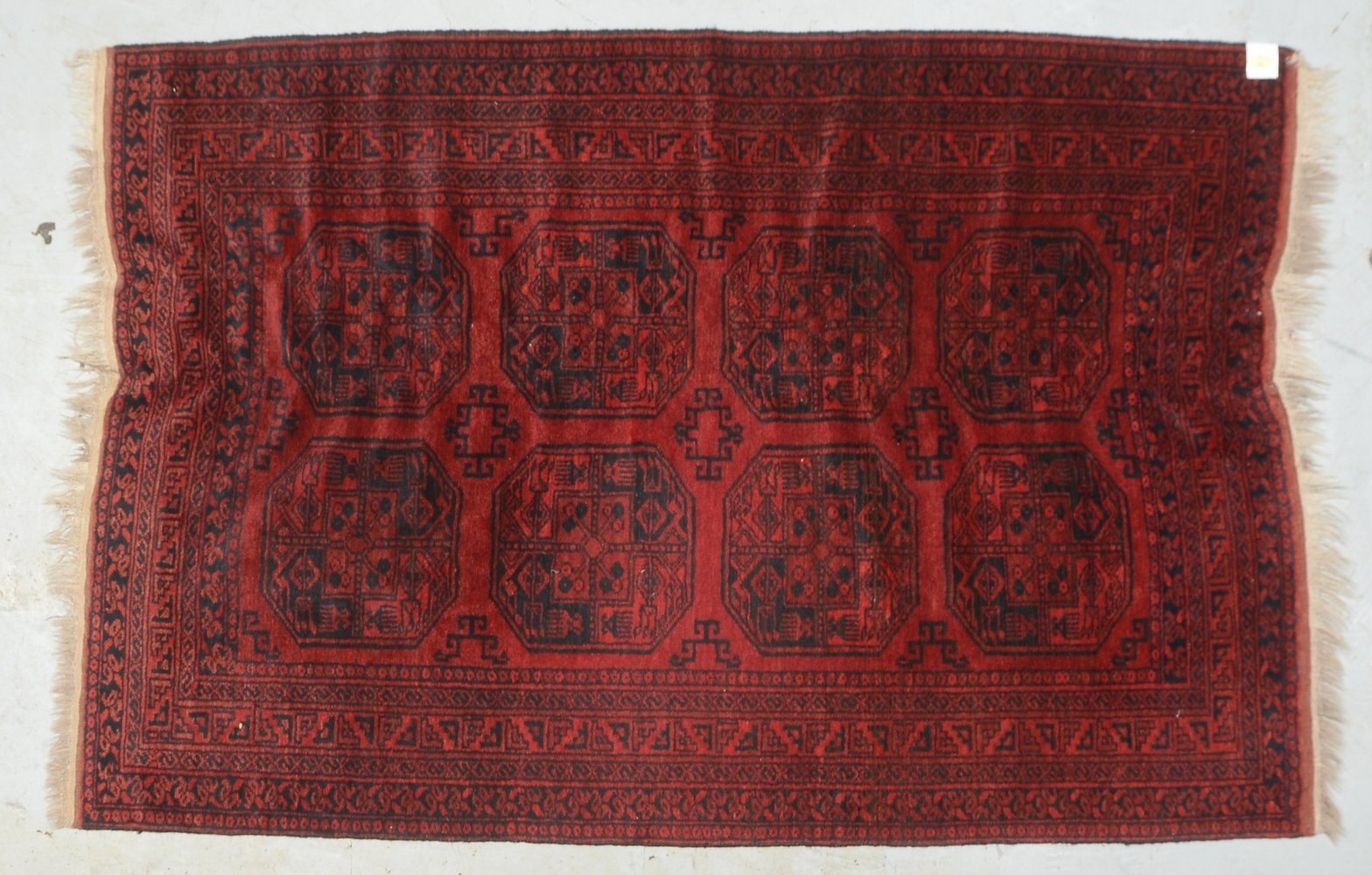 Orientteppich (Afghanistan), mittelfeine Knüpfung, mit 8x Oktogonen gemustert
