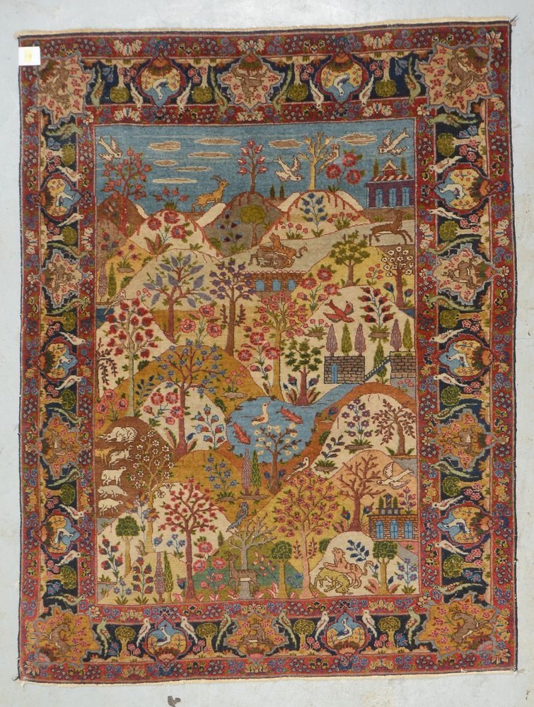 Orientbrücke, mittelfeine Knüpfung, mit Landschaftsmotiv; Maße 179 x 143 cm