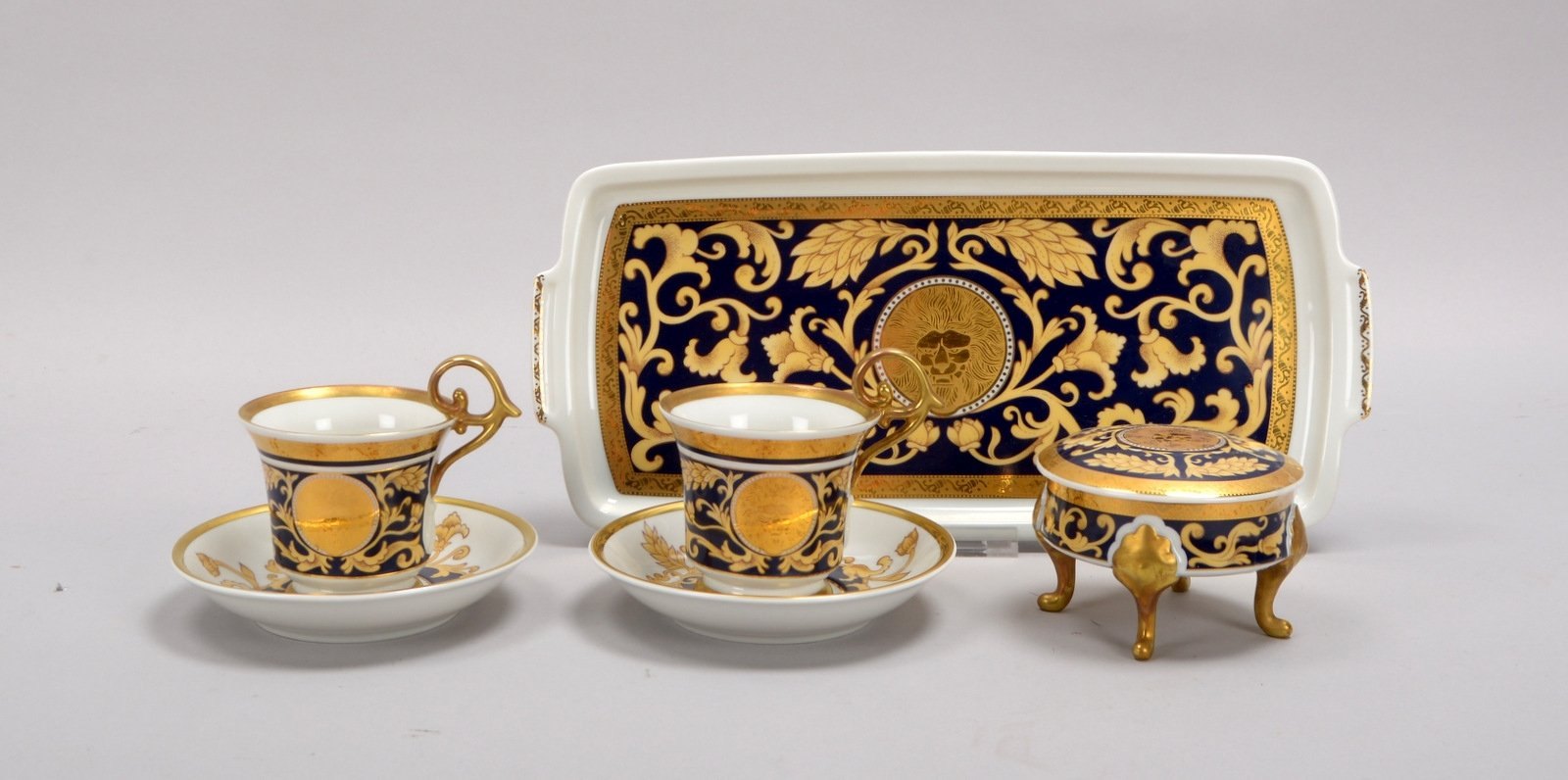 Pirkenhammer, Tête-à-tête, Paar Kaffeegedecke, Dekor in Versace-Art