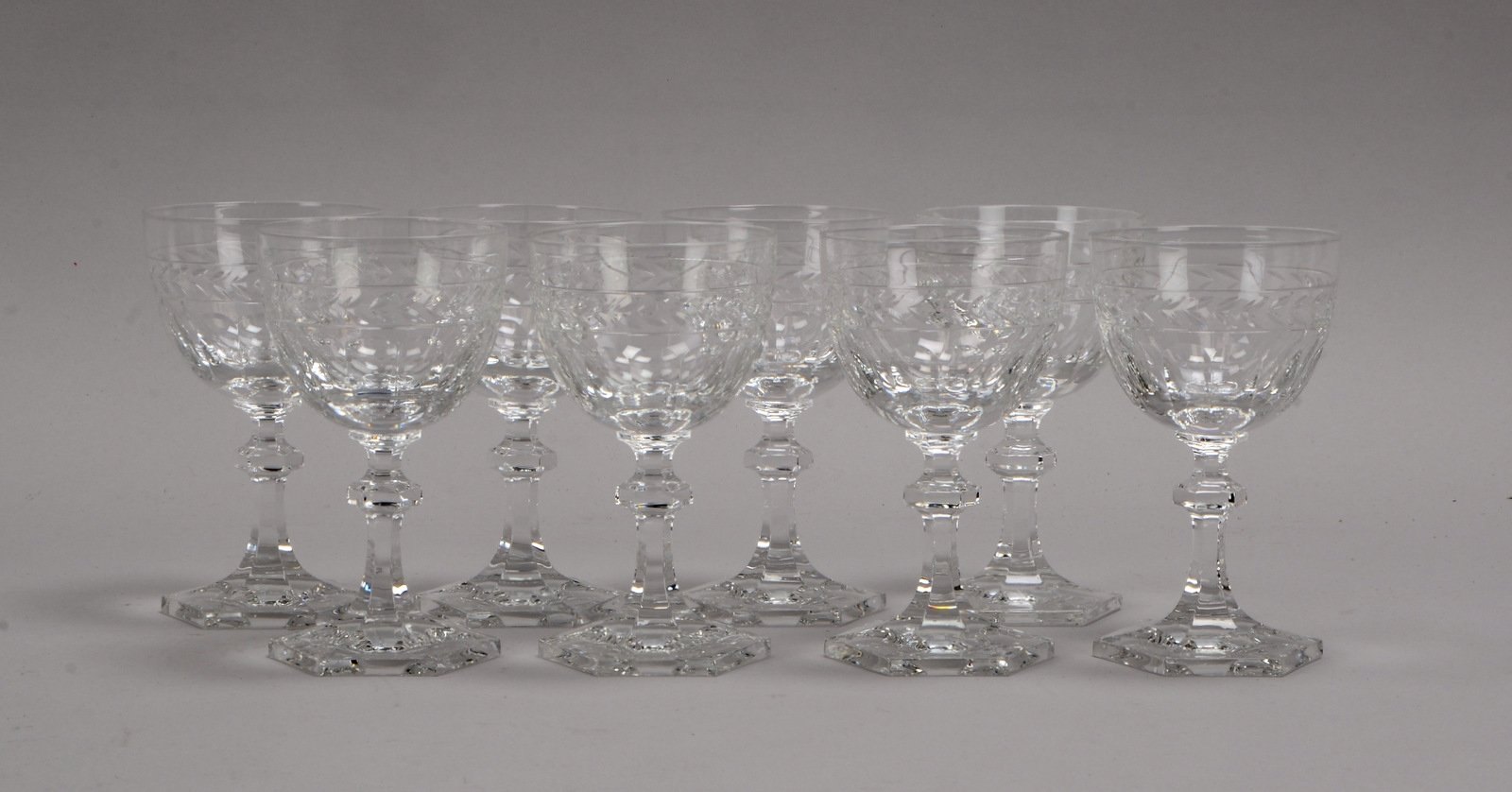 7x Rotweingläser, Bleikristall, Art 'Baccarat Harcourt'/'Rohan'; Höhe 14 cm