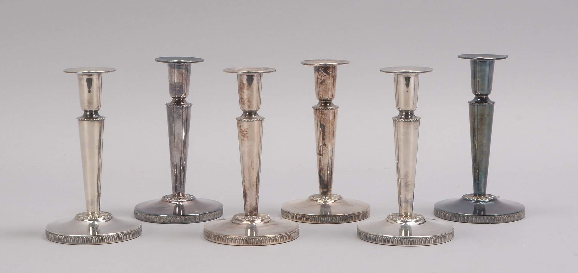 6x Tischkerzenleuchter (Schweden), 830 Silber (mehrfach punz.) - gefüllt