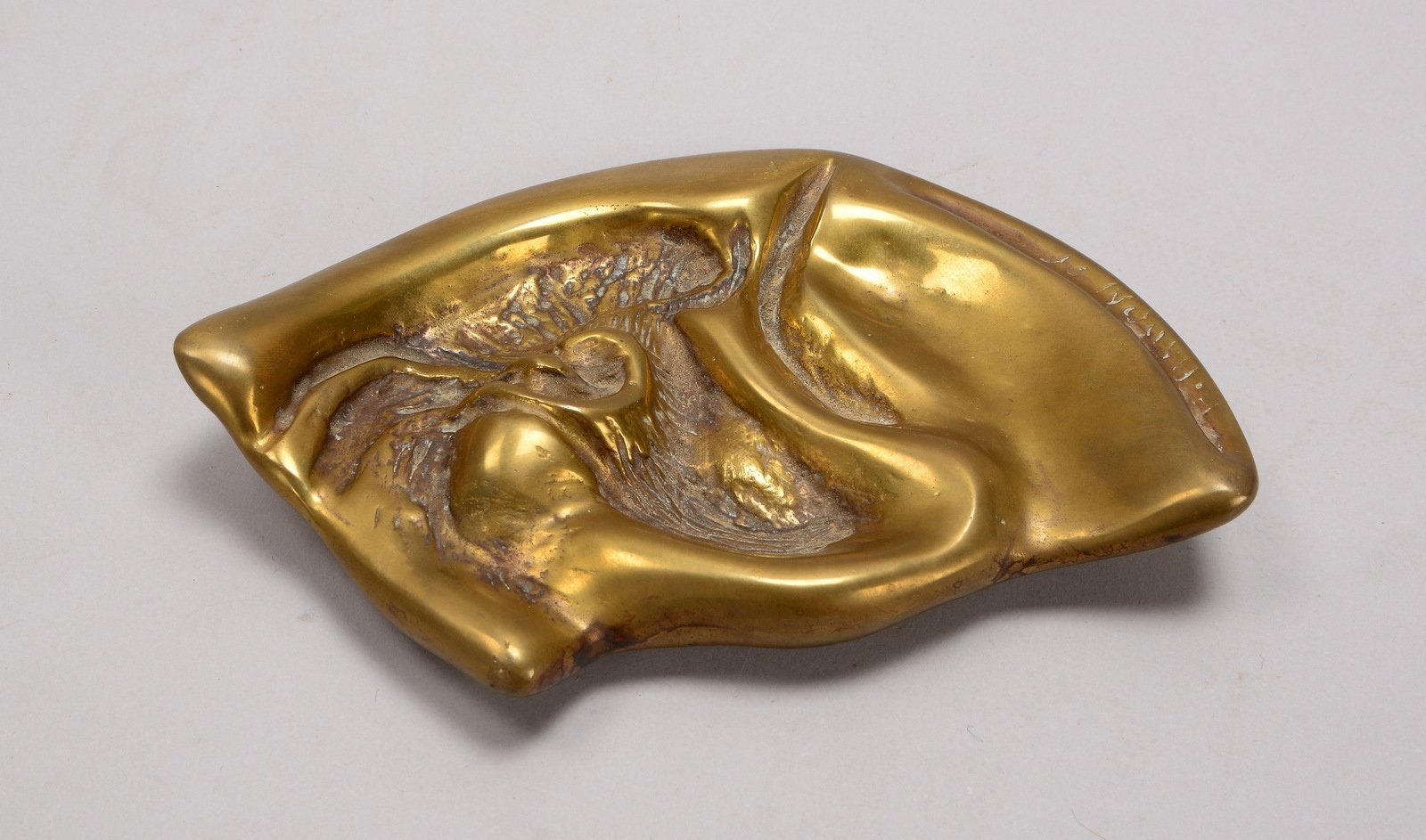 Baron, Harry, Bronzeobjekt, 'Ohrmuschel', sign./dat.; Breite 17,5 cm, Tiefe 11 cm
