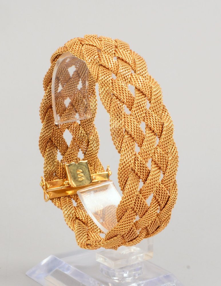 Armband, 750 GG (gest.), 6-str./geflochten, Schließe mit doppelter Sicherheitsacht
