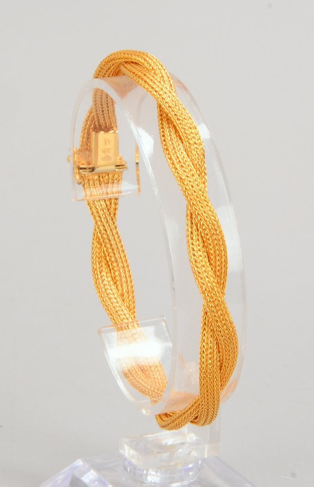 Armband, 750 GG (gest.), 2-str. geflochten, mit Steckschließe; Gew. 14,50 g