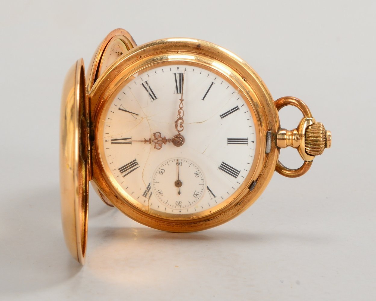 Taschenuhr (Schweiz), 585 GG-Gehäuse, 3x Golddeckel; Ø 5 cm, Gew. 82,80 g